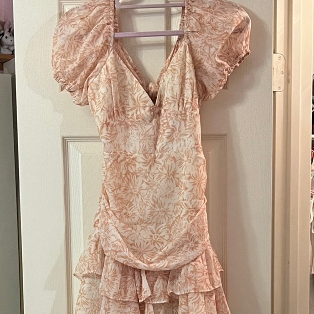 Hello Molly Peach Floral Mini Dress